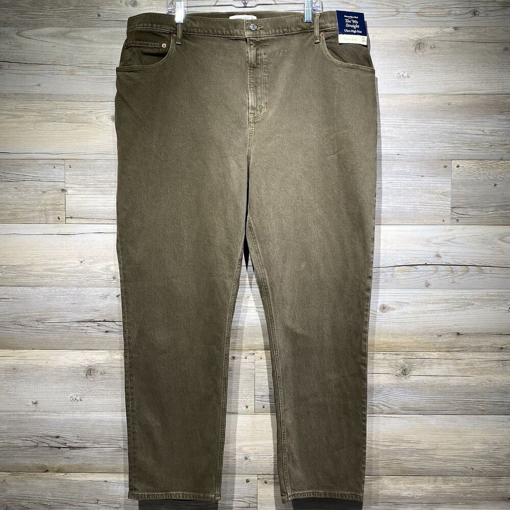 Abercrombie & Fitch Curve Love 90s Straight Ultra High-Rise Jeans Brown 36 / 22R